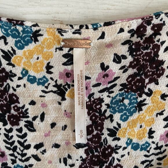 Free People Miss Right Ivory Pink Floral Mini Dress Size Small Cut Out - Picture 12 of 12